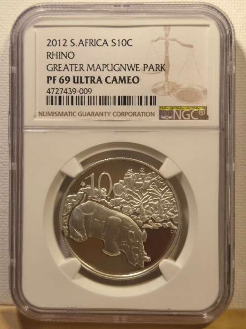 2nf FINEST known with only 1 coin better.  2012 10Cents - RHINO - PF69 ULTRA CAMEO